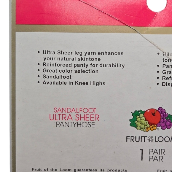 Vintage Fruit Of The Loom Ultra Sheer Off Black Pantyhose Size B M/L 2 Pairs - Picture 6 of 6